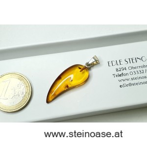 Anhänger Bernstein 'Zahn' Silber